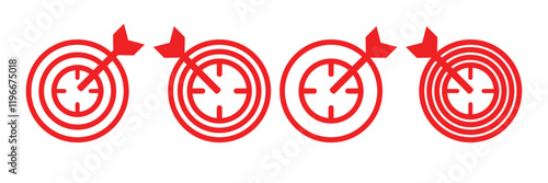Target icon. Target with arrow icon set. Line and glyph aim dart board. Target with arrow.  Eps 10.