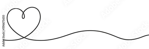 Elegant Simple Black Line Art Heart Design Minimalist Romantic Graphic Vector Illustration Background Template for Valentines Day Wedding Invitation Card or Love Theme Project icon white clean curve  