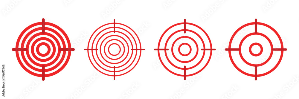 Target icons set. Goal symbol collection. Simple target with arrow. Darts icon. Hitting the bullseye icon line and flat style. Target icon. EPS 10. Target icons set. Goal symbol collection. Simple target with arrow. Darts icon. Hitting the bullseye icon line and flat style. Target icon. EPS 10.