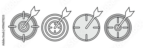 Goal setting line icon vector illustration set. Target icon. Eps 10.