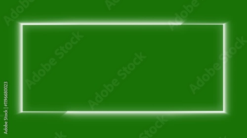 abstract neon glowing rectangle motion line frame moving chroma key screen animation. abstract glowing rectangle shape looping on green screen. rectangle square line frame. glow laser light spectrums.