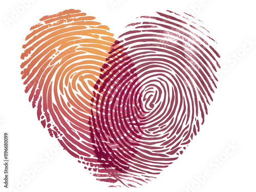 Romantic Fingerprint Heart Design Unique Artistic Abstract Love Pink Orange Gradient Texture Valentines Day Illustration Graphic Digital Print Pattern Background Image red coral unity style couple    