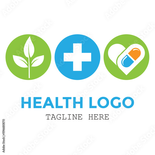 Simple three medical and health graphic modern icons design