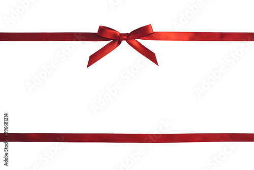 Elegant Red Satin Ribbon Bow on Black Background Perfect for Holiday Gift Wrapping Present Decoration Festive Design Romantic Anniversary Celebration Wedding Invitation Card Template Graphic Resource 