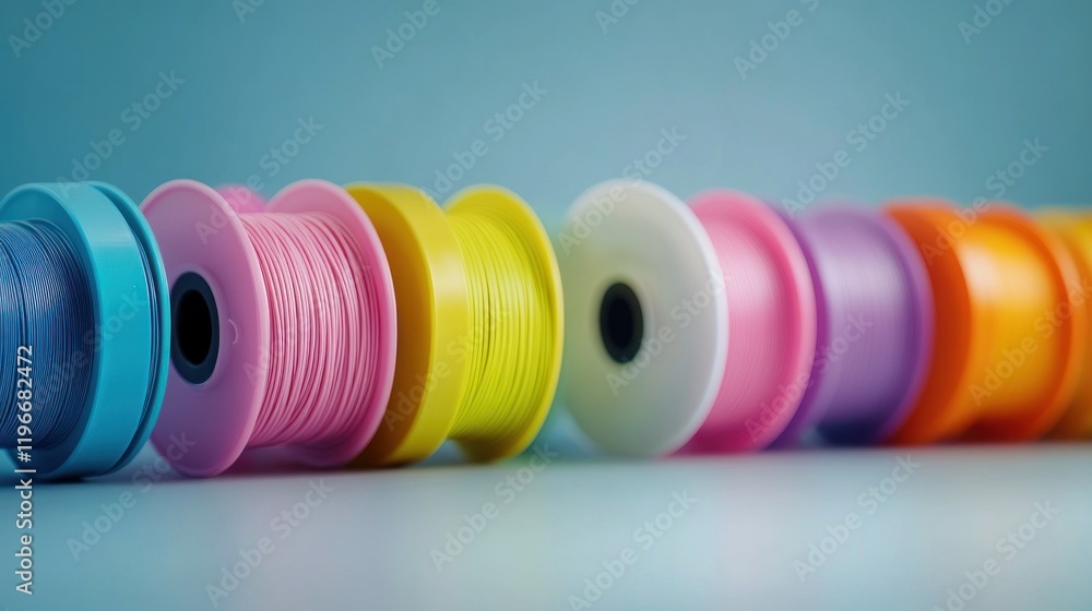 Vibrant Colorful Spools of Thread, a Rainbow of Hues for Creative Projects Vibrant Colorful Spools of Thread, a Rainbow of Hues for Creative Projects