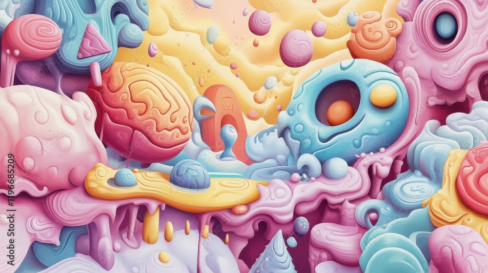 Abstract Pastel Landscape of Surreal Organic Forms Abstract Pastel Landscape of Surreal Organic Forms