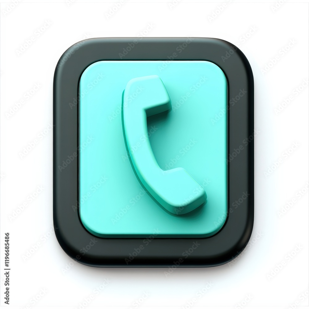 Modern Phone Icon in Turquoise and Black Design Modern Phone Icon in Turquoise and Black Design