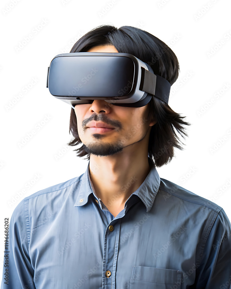 VRメガネをかけた日本人男性、透明png VRメガネをかけた日本人男性、透明png
