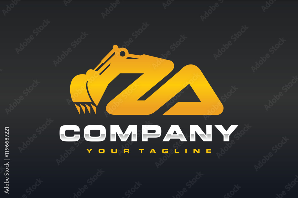 Fototapeta premium letter ZA excavator logo