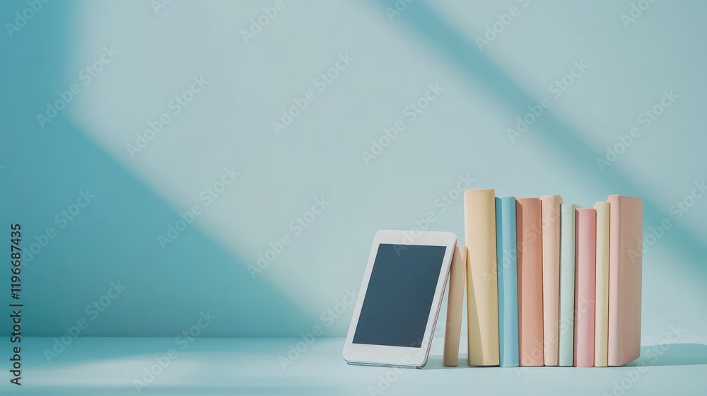 Pastel Books and Tablet: A Study in Serenity Pastel Books and Tablet: A Study in Serenity