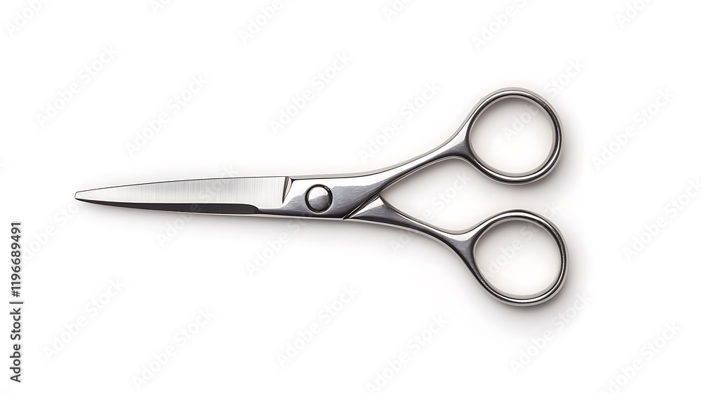 A pair of stainless steel scissors with a sleek design, ideal for cutting various materials with precision. A pair of stainless steel scissors with a sleek design, ideal for cutting various materials with precision.