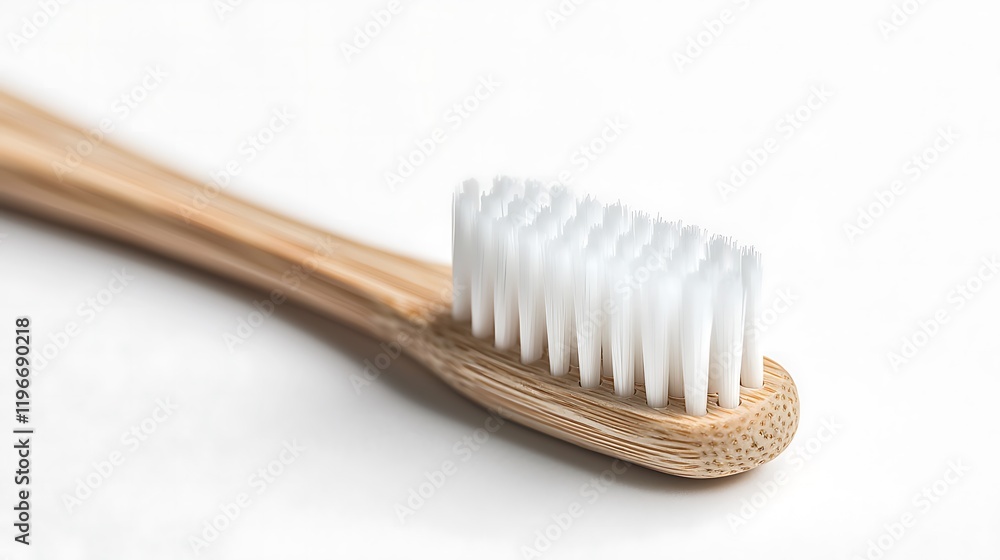 A bamboo toothbrush with soft bristles, promoting eco-friendly oral hygiene practices and sustainability. A bamboo toothbrush with soft bristles, promoting eco-friendly oral hygiene practices and sustainability.