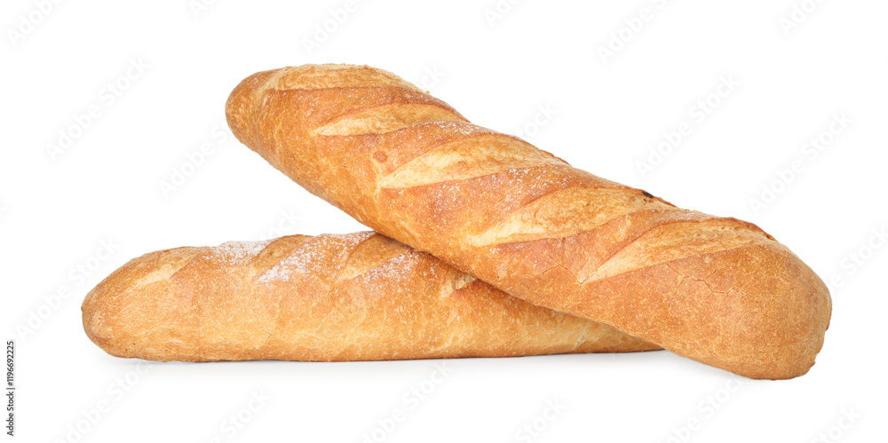Two freshly baked baguettes isolated on white Two freshly baked baguettes isolated on white