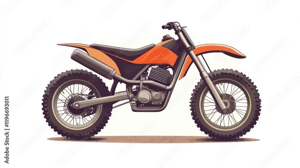 Orange dirt bike illustration isolated on white background. Orange dirt bike illustration isolated on white background.