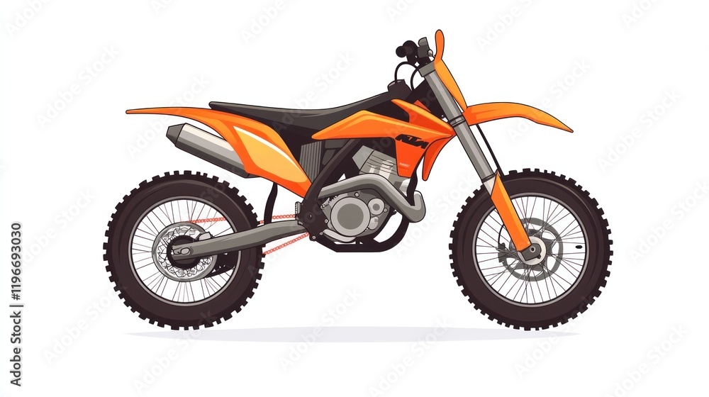Orange motocross dirt bike isolated on white background. Orange motocross dirt bike isolated on white background.