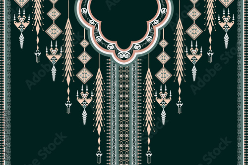 Native Geometric Ethnic Pattern. Traditional Neckline embroidery design
