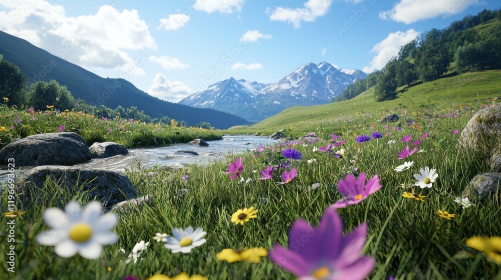 Wildflowers by mountain stream Wildflowers by mountain stream