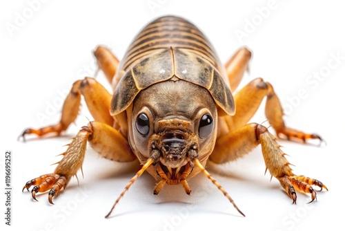 Southern Mole Cricket Ventral View, Isolated White Background Stock Photo photo