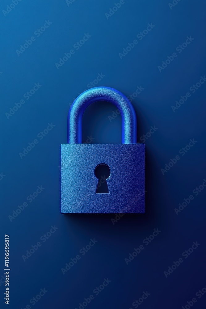 Minimalist Blue Padlock on Monochromatic Background Symbolizing Security and Protection Minimalist Blue Padlock on Monochromatic Background Symbolizing Security and Protection