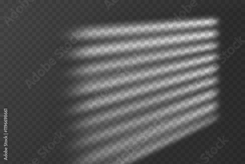 Light effect shadow overlay from blind isolated transparent background. Shade from the jalousie.