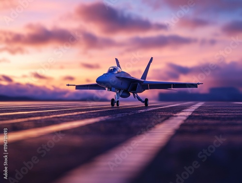 Sunset Fighter Jet on Runway