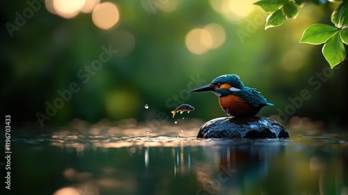 Kingfisher and Prey: A Moment of Tranquility in Nature
