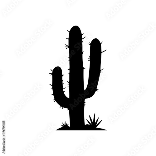 Saguaro cactus silhouette icon vector illustration design on white background.