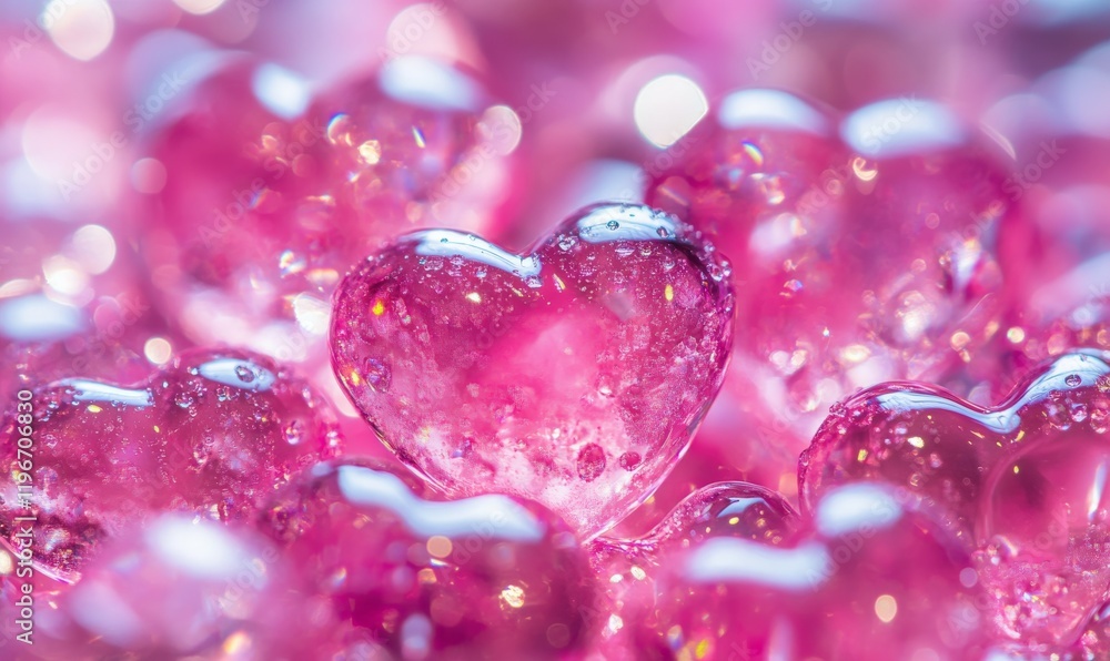 3D-effect hearts made of water drops for Valentine's Day. Happy Valentine's Day wallpaper 3D-effect hearts made of water drops for Valentine's Day. Happy Valentine's Day wallpaper