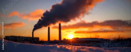 Sunset Pollution: Industrial Emissions at Dusk