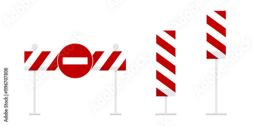 Roadblock Equipment with Caution Tape and Barriers Near Hurdles