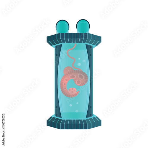 Space laboratory capsule with embryo on white background