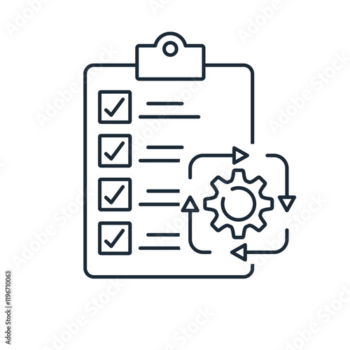 Application procedure. Registration of document. Vector linear illustration icon isolated on white background.