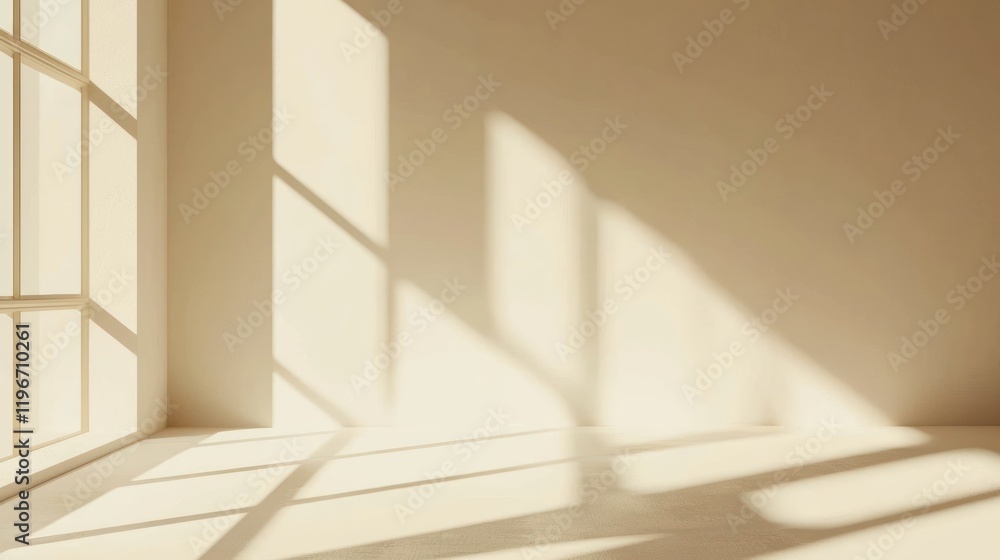 Obraz premium Sunlit Interior Minimalist Room Beige Tones