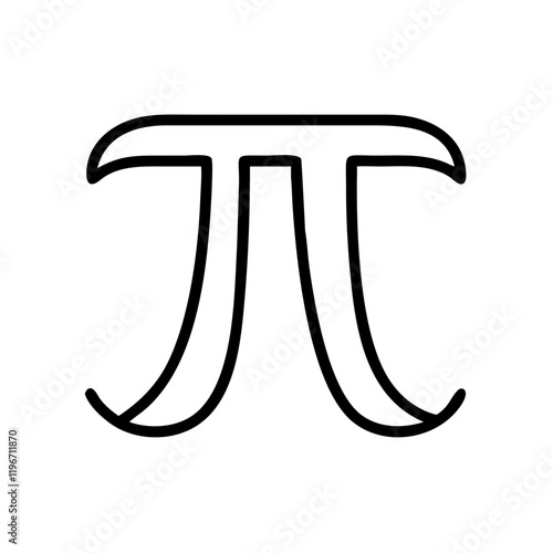 Outline icon symbol of Pi with a transparent background in a minimalist style