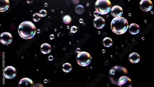 Wallpaper Mural shiny bubbles and a transparent liquid dark black background Torontodigital.ca