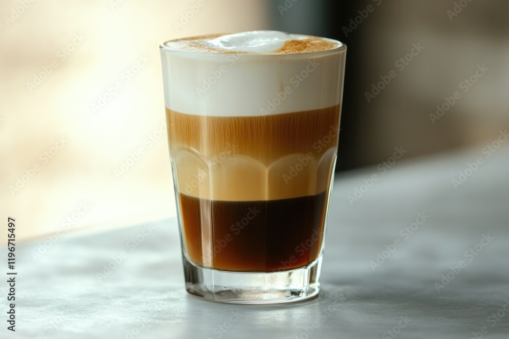 Creamy layers of coffee create an inviting beverage with rich te Creamy layers of coffee create an inviting beverage with rich te