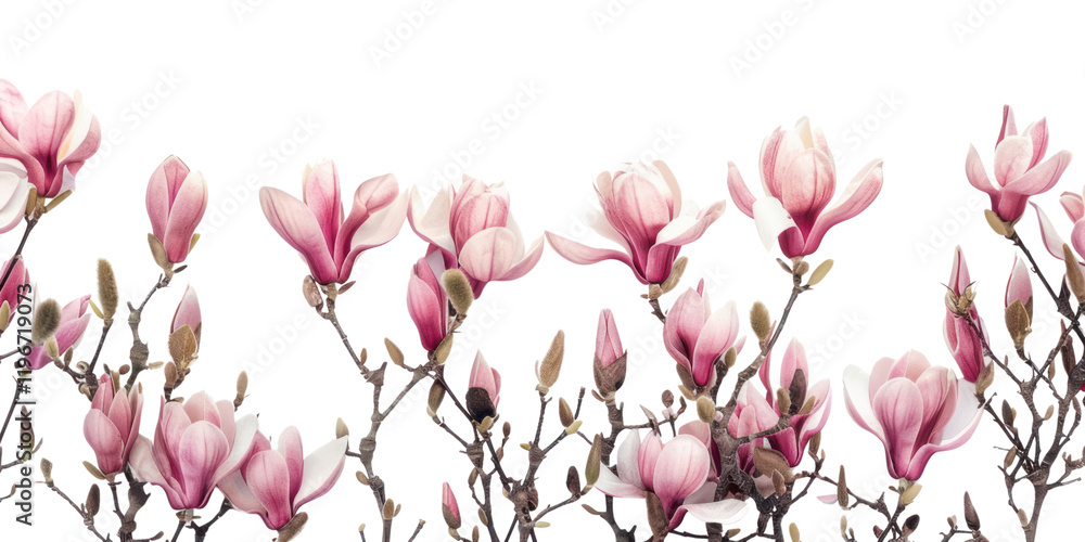 Naklejka premium PNG Magnolia flowers blossom sprout petal.