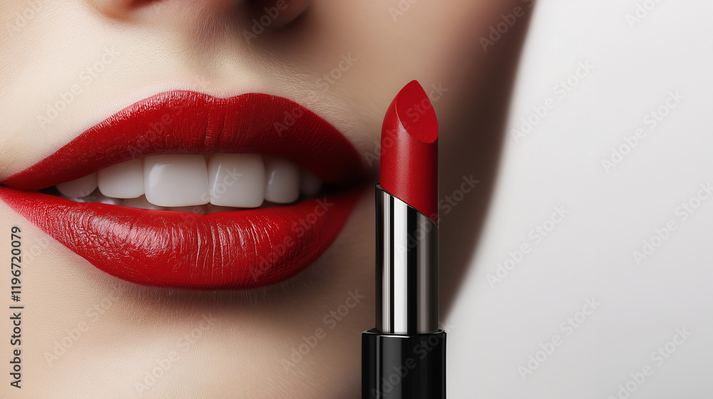 Obraz premium woman applying lipstick