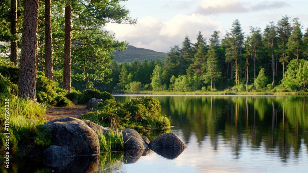 Obraz premium Tranquil Forest Lake