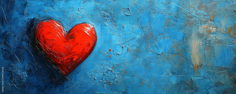 A blue background featuring a red heart, representing Valentine's Day and love, with room for text. A blue background featuring a red heart, representing Valentine's Day and love, with room for text.