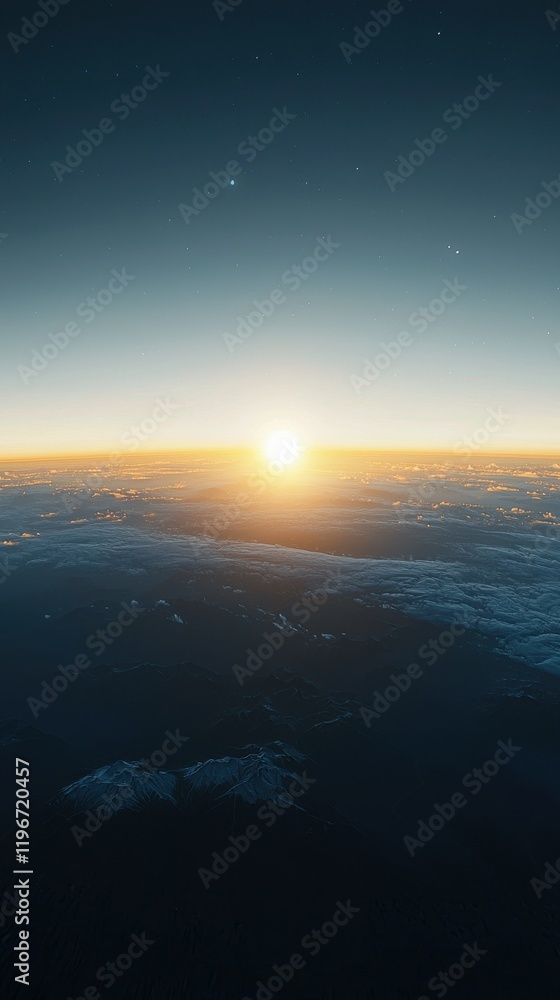 Stunning sunrise over exoplanet system discovery cosmic landscape digital art outer space wide angle realistic composition Stunning sunrise over exoplanet system discovery cosmic landscape digital art outer space wide angle realistic composition