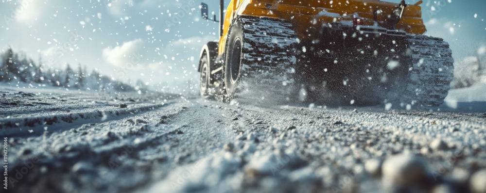 Snow Plow Clearing a Snowy Road in Winter Snow Plow Clearing a Snowy Road in Winter