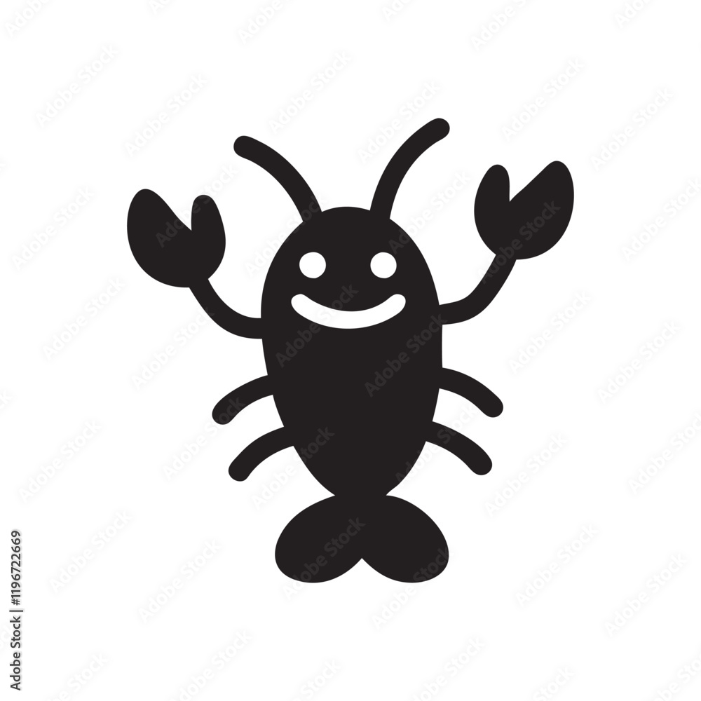 Simple black cartoon lobster icon. Lobster silhouette vector on a white background. Simple black cartoon lobster icon. Lobster silhouette vector on a white background.