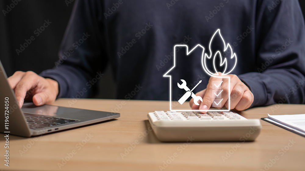 Property Insurance Concept Home and Real Estate Insurance, Maintenance, Fire Insurance, Term Insurance, Protecting and Buy and Sell Homes and Real Estate Online.