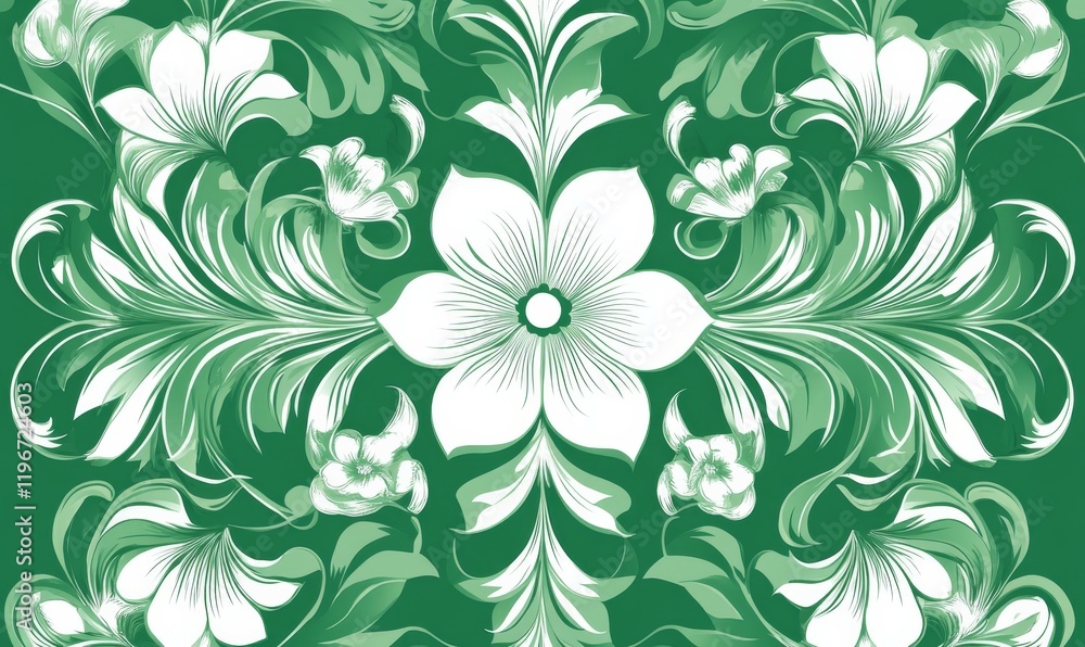 Abstract Green and White Floral Pattern Abstract Green and White Floral Pattern