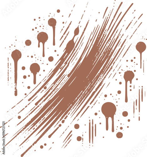 Abstract Brown Paint Splatter and Brush Strokes Artwork