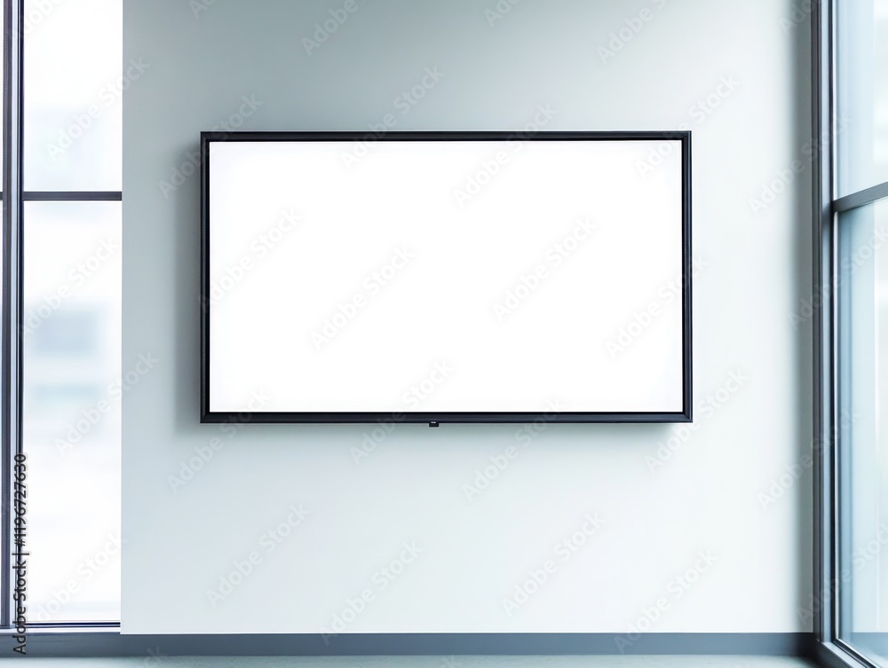 Fototapeta premium Blank screen on wall in modern office.