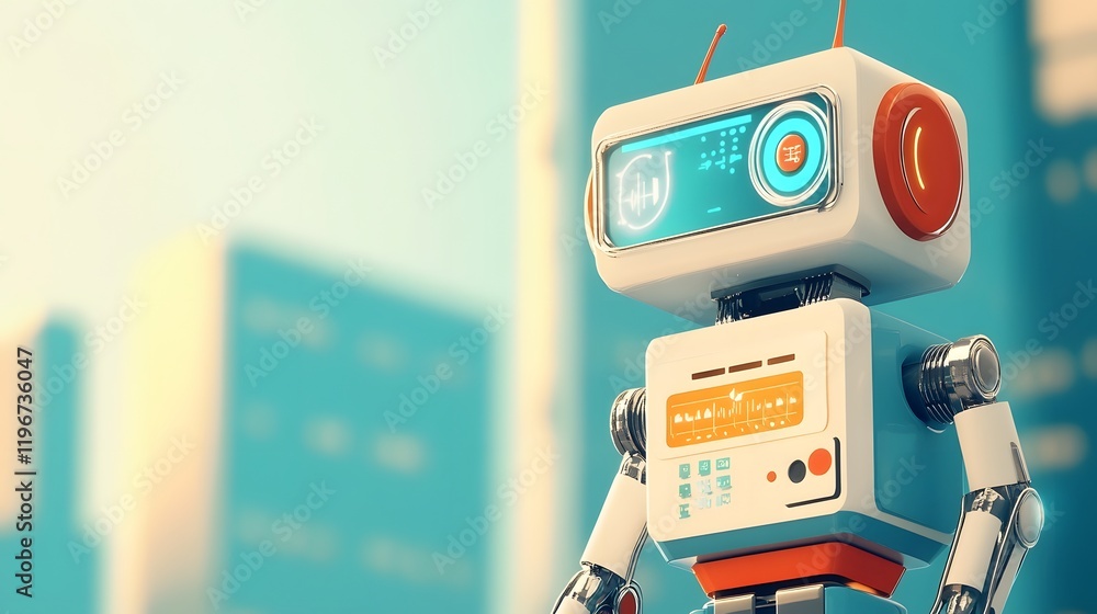 Naklejka premium Futuristic Healthcare Robot Performing Diagnostic Procedures in Clinic with
