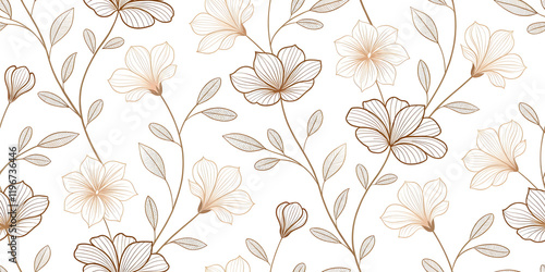 Seamless floral pattern with flowers and leaves for vintage textile design