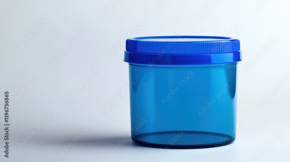 A vibrant blue plastic container with a matching lid, perfect for storing various items. A vibrant blue plastic container with a matching lid, perfect for storing various items.